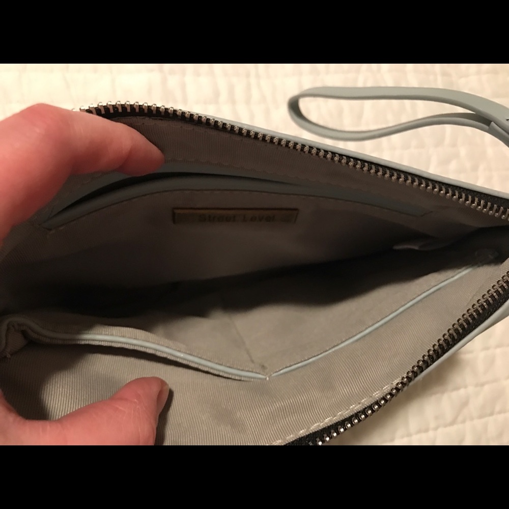 Stitch Fix STREET LEVEL Zip Top Clutch Purse Handbag Baby Blue Flap Front Bag - Picture 6 of 8